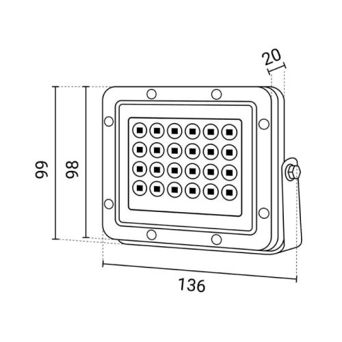Professzionális, 20W-os, fehér LED reflektor, IP65 védelemmel, hideg fehér 2000lumen