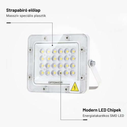 Professzionális, 20W-os, fehér LED reflektor, IP65 védelemmel, természetes fehér 2000lumen