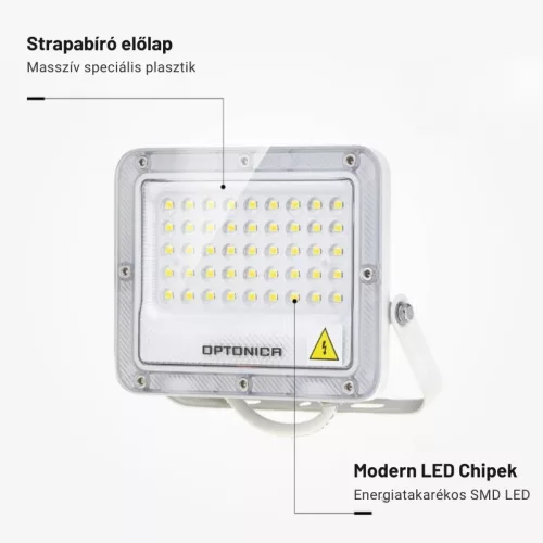 Professzionális, 30W-os, fehér LED reflektor, IP65 védelemmel, hideg fehér 3000lumen