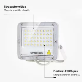 Professzionális, 30W-os, fehér LED reflektor, IP65 védelemmel, meleg fehér 3000lumen