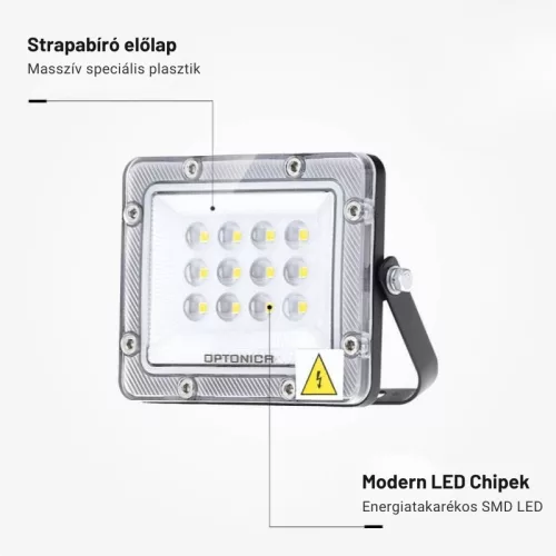 Professzionális, 10W-os, fekete LED reflektor, IP65 védelemmel, hideg fehér 1000lumen