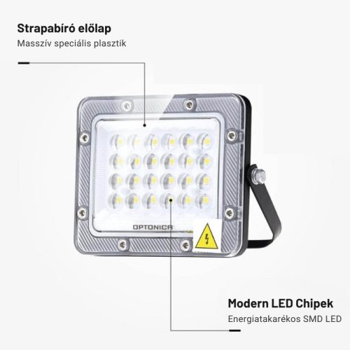 Professzionális, 20W-os, fekete LED reflektor, IP65 védelemmel, hideg fehér