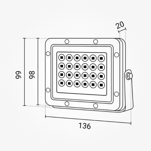 Professzionális, 20W-os, fekete LED reflektor, IP65 védelemmel, természetes fehér