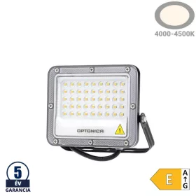 Professzionális, 30W-os, fekete LED reflektor, IP65 védelemmel, természetes fehér