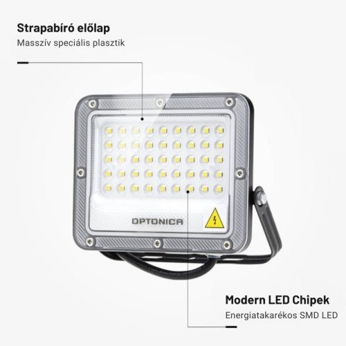 Professzionális, 30W-os, fekete LED reflektor, IP65 védelemmel, természetes fehér