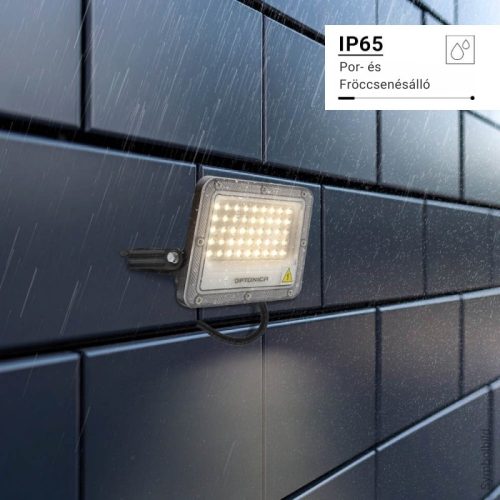 Professzionális, 30W-os, fekete LED reflektor, IP65 védelemmel, természetes fehér