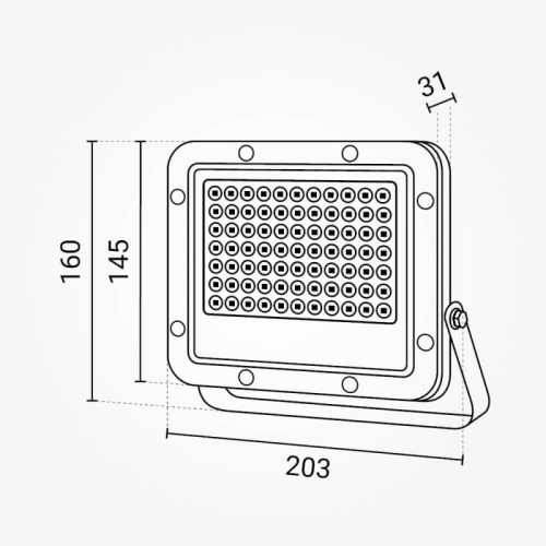 Professzionális, 50W-os, fekete LED reflektor, IP65 védelemmel, hideg fehér