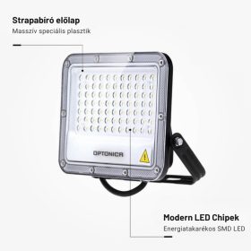 Professzionális, 50W-os, fekete LED reflektor, IP65 védelemmel, hideg fehér