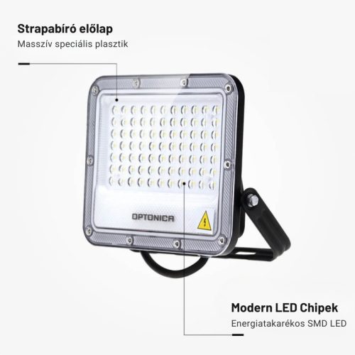 Professzionális, 50W-os, fekete LED reflektor, IP65 védelemmel, hideg fehér