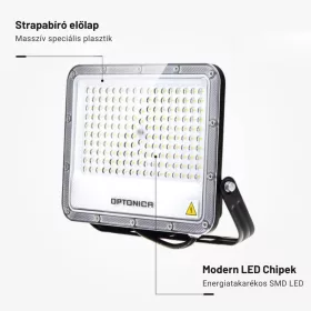 Professzionális, Ipari 100W-os, fekete LED reflektor, IP65 védelemmel, természetes fehér
