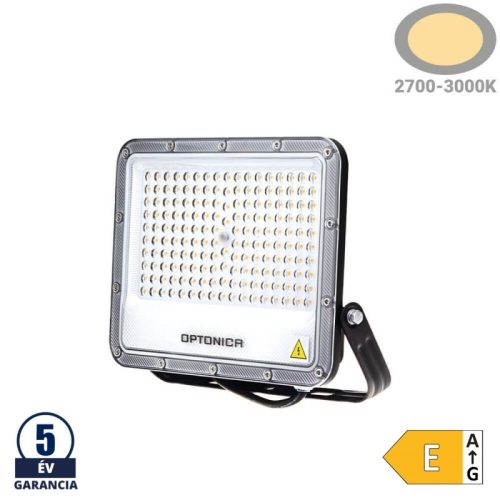 Professzionális, Ipari 100W-os, fekete LED reflektor, IP65 védelemmel, meleg fehér