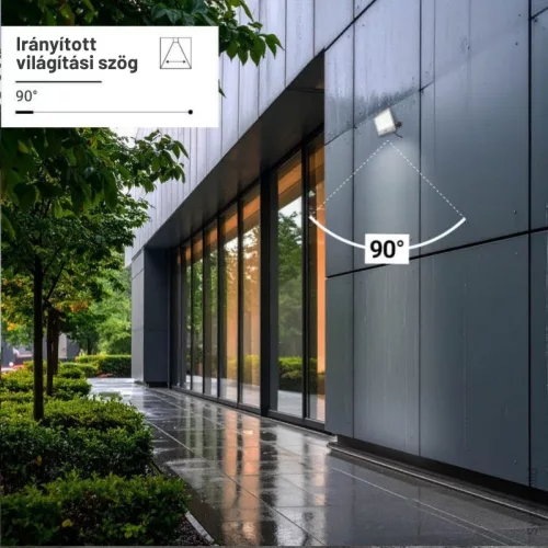 Professzionális, Ipari 150W-os, fekete LED reflektor, IP65 védelemmel, hideg fehér