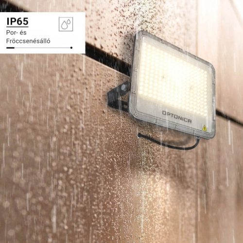 Professzionális, Ipari 150W-os, fekete LED reflektor, IP65 védelemmel, természetes fehér