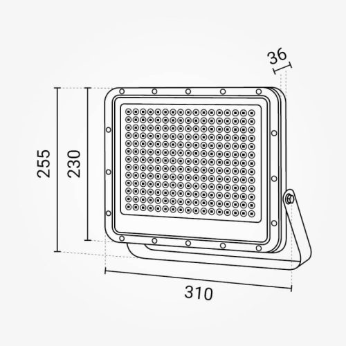 Professzionális, Ipari 150W-os, fekete LED reflektor, IP65 védelemmel, természetes fehér
