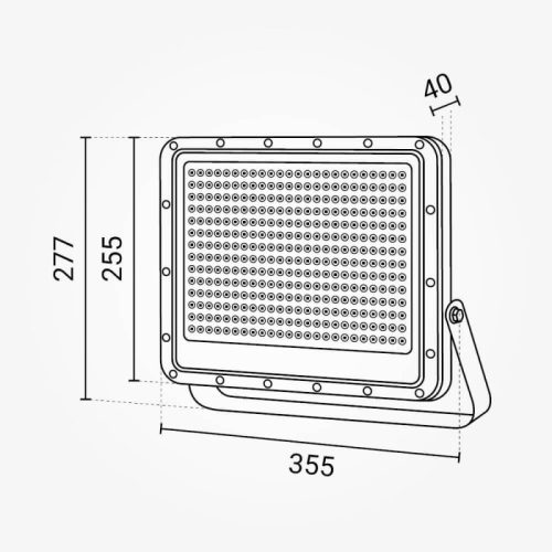 Professzionális, Ipari 200W-os, fekete LED reflektor, IP65 védelemmel, hideg fehér