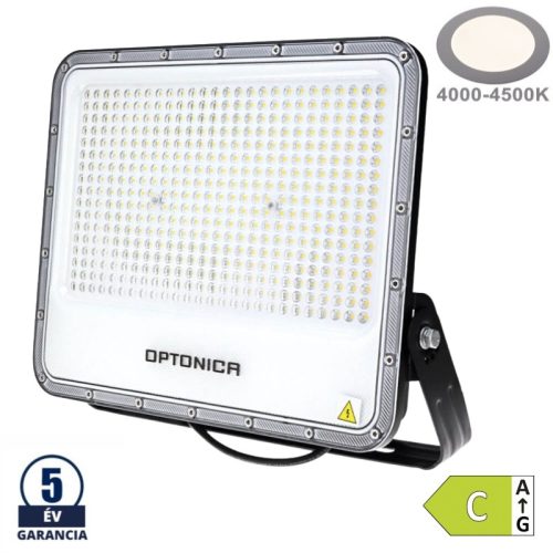 Professzionális, Ipari 300W-os, fekete LED reflektor, IP65 védelemmel, természetes fehér
