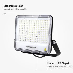 Professzionális, Ipari 300W-os, fekete LED reflektor, IP65 védelemmel, hideg fehér