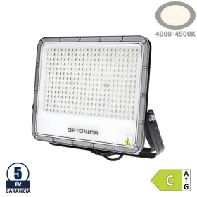 Professzionális, Ipari 400W-os, fekete LED reflektor, IP65 védelemmel, természetes fehér
