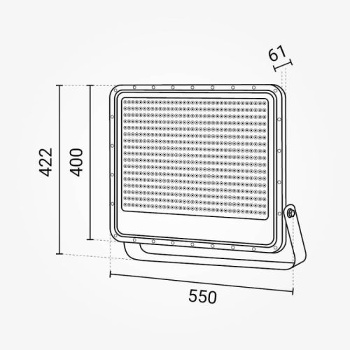 Professzionális, Ipari 400W-os, fekete LED reflektor, IP65 védelemmel, természetes fehér