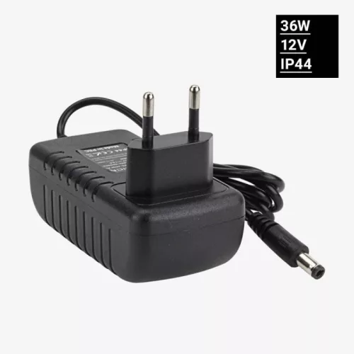 36W-os 12V-os IP44 vízálló konnektorba dugható LED tápegység