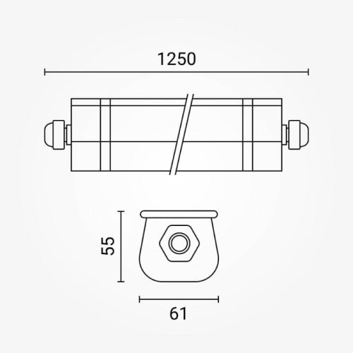 Tri-Proof LED Lineáris Lámpatest 36W 4320lm 125cm 6000K IP65 IK08 Sorolható