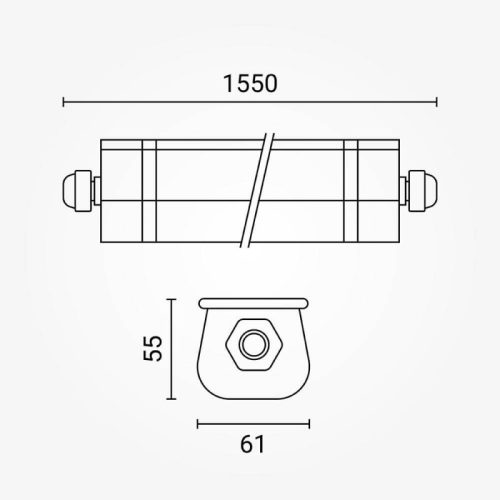Tri-Proof LED Lineáris Lámpatest 48W 5760lm 155cm 4000K IP65 IK08 Sorolható