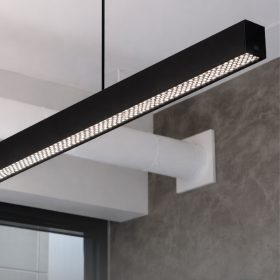 120 cm hosszú fekete lineáris LED lámpa vakításmentes méhsejt (Honey Comb) rácsos reflektorral