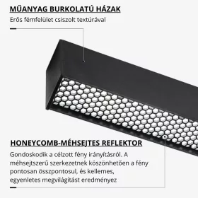   Honeycomb Lineáris LED Lámpatest – 38W, 3600 lm, CCT Színváltós, Fekete