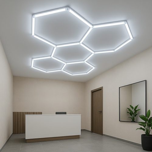 5 elemes hexagon lámpa szett, kompakt, méhsejt elrendezésben