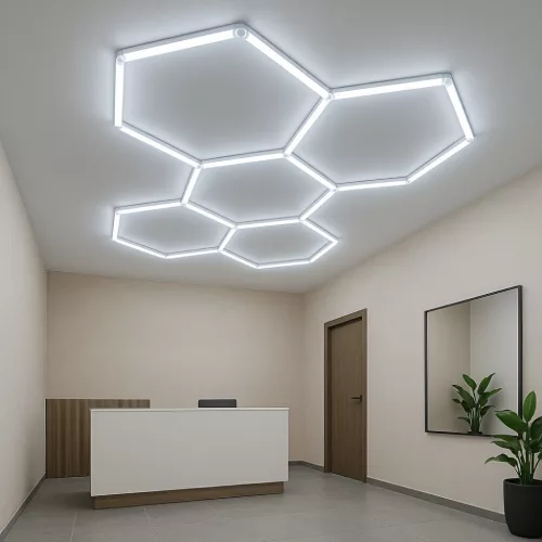 5 elemes hexagon lámpa szett, kompakt, méhsejt elrendezésben