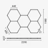 5 elemes hexagon lámpa szett, kompakt, méhsejt elrendezésben