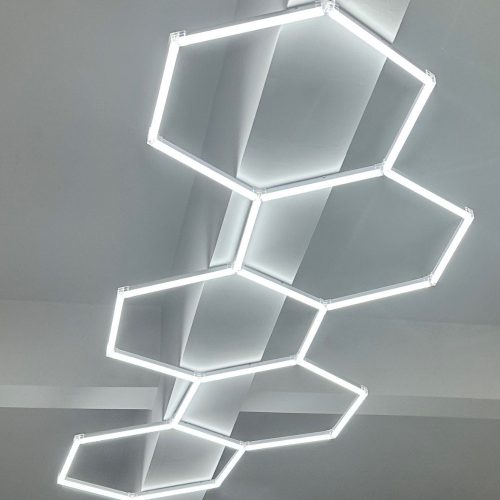 5 elemes kreatív hexagon lámpa szett, aszimmetrikus elrendezésben