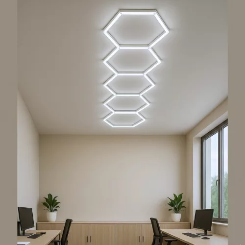 5 elemes hexagon lámpa szett, lineáris, egyenes elrendezésben