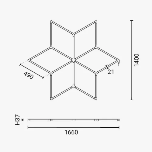 Látványos 6 sarkos csillag alakzatot formázó Hexagon LED lámpa szett 126W teljesítménnyel és 6000K fénnyel