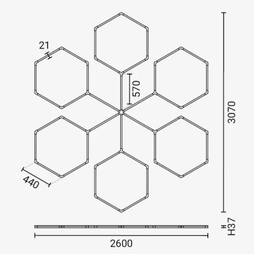 Optonica 16824 nagyméretű professzionális 306W-os LED Hexagon méhsejt világítási rendszer 6000K hideg fénnyel