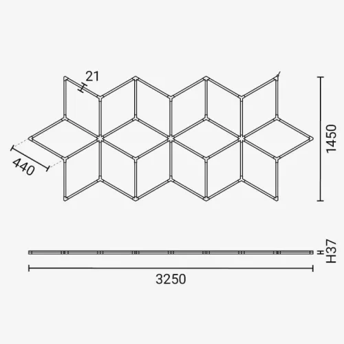 294W-os, gigantikus méretű hatszögletű (méhsejt) LED világítás rács