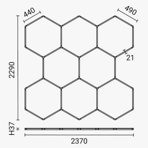 280W Hexagon hatszögletű LED dizájn lámpa szett választható színhőmérséklettel, 8 db hatszögből