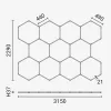 385W Hexagon hatszögletű LED dizájn lámpa szett választható színhőmérséklettel, 11 db hatszögből