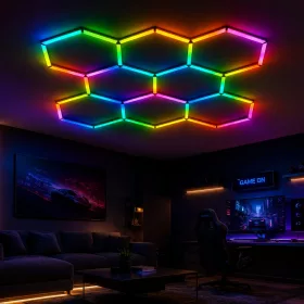 8 elemes óriás MAGIC RGB Színes Hexagon LED lámpa szett Tuya Smart okostelefonos vezérléssel 10500 lumen