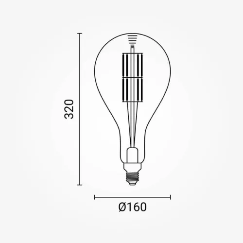 Extrém nagy 32 centiméter hosszú dimmelhető aranysárga klasszikus körte alakú vintage LED izzó E27 foglalattal és 1800K szuper meleg fénnyel