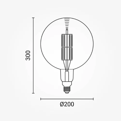 Extrém nagy 20 centiméteres dimmelhető aranysárga óriás gömb alakú G200 vintage LED izzó E27 foglalattal és 1800K szuper meleg fénnyel