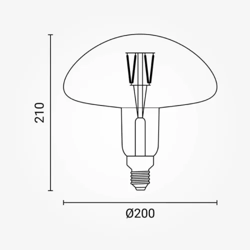 Extrém nagy 20 centiméteres dimmelhető aranysárga gomba alakú MS200 vintage LED izzó E27 foglalattal és 1800K szuper meleg fénnyel