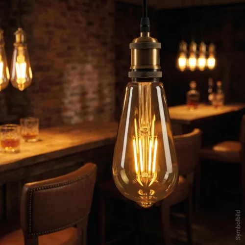 Látványos aranysárga üvegű ST64 vintage Edison dekorációs LED izzó E27 foglalattal és extra meleg fehér fénnyel