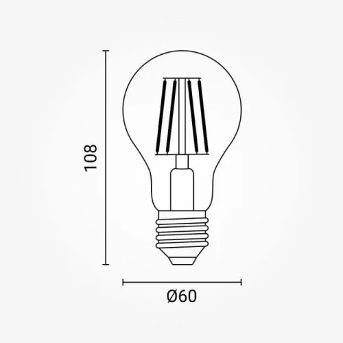 Klasszikus normál körte formájú A60 aranysárga üvegű vintage dekorációs LED izzó E27 foglalattal és erős 700 lumenes extra meleg fehér fénnyel