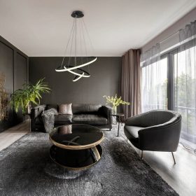 3 gyűrűs függőlámpa CCT dimmelhető fekete 78W Ø61cm