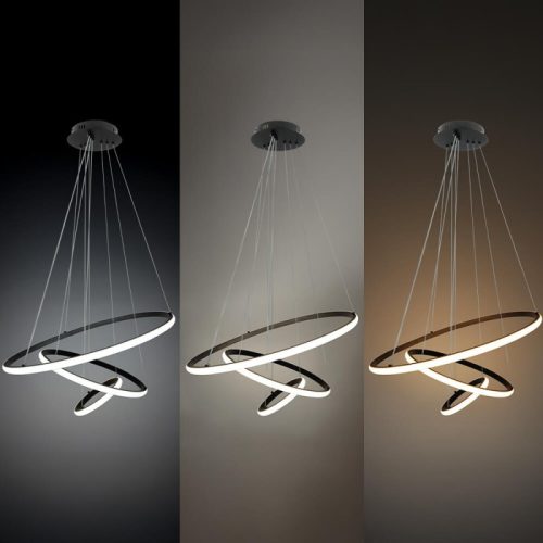 3 gyűrűs függőlámpa CCT dimmelhető fekete 78W Ø61cm