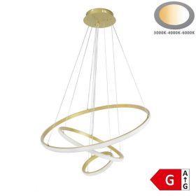 3 gyűrűs függőlámpa CCT dimmelhető arany 78W Ø61cm