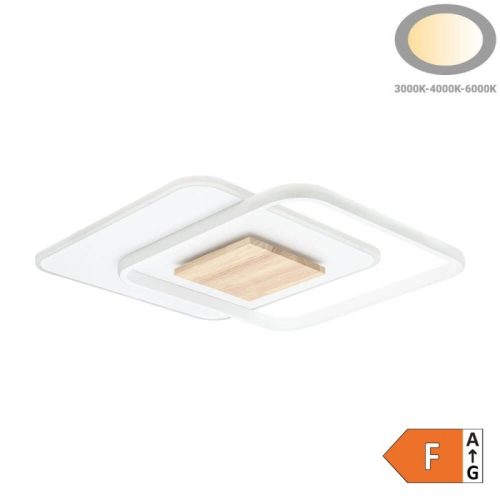 60W Square WOOD LED CCT mennyezeti lámpa távirányítóval, dimmelhető