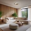 60W Square WOOD LED CCT mennyezeti lámpa távirányítóval, dimmelhető