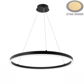 LED-es függőlámpa meleg fehér fekete 22W Ø60cm